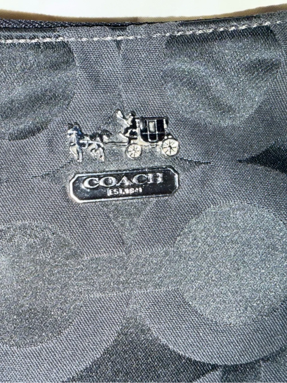 Like new Coach Black Signature Hobo Shoulder Bag